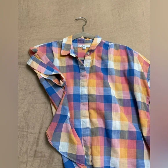 Madewell cotton Colorful Plaid Button-Up oversized Shirt - Picture 4 of 7